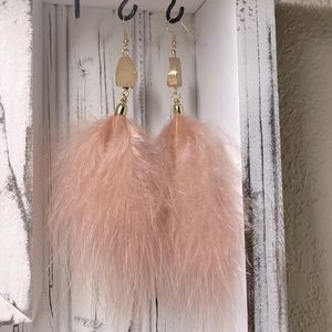 (ERR) Iced Druzy Feathered Earrings